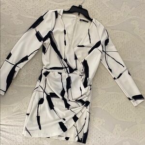 Zara Monochrome Abstract Wrap Dress